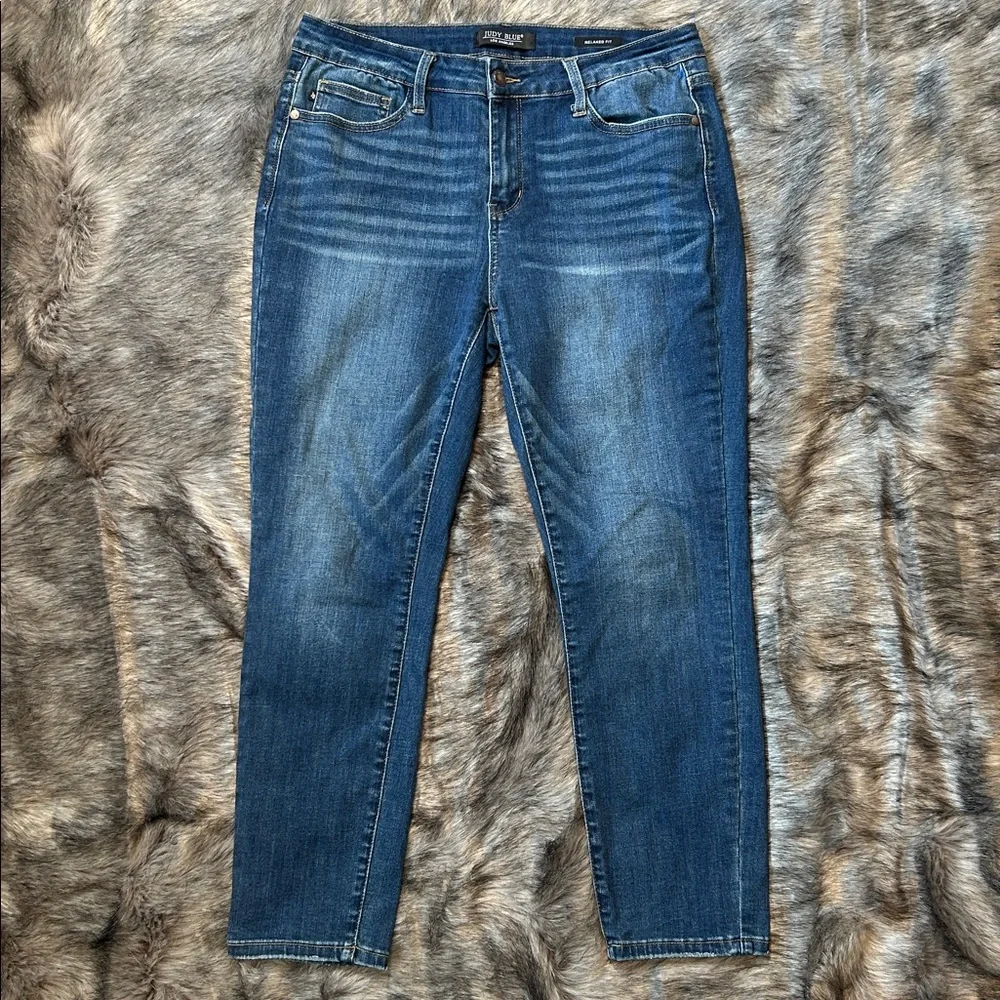 Judy Blue Relaxed Fit Jeans Dark Wash Blue Stretch Denim Women’s 32 - Picture 2 of 12
